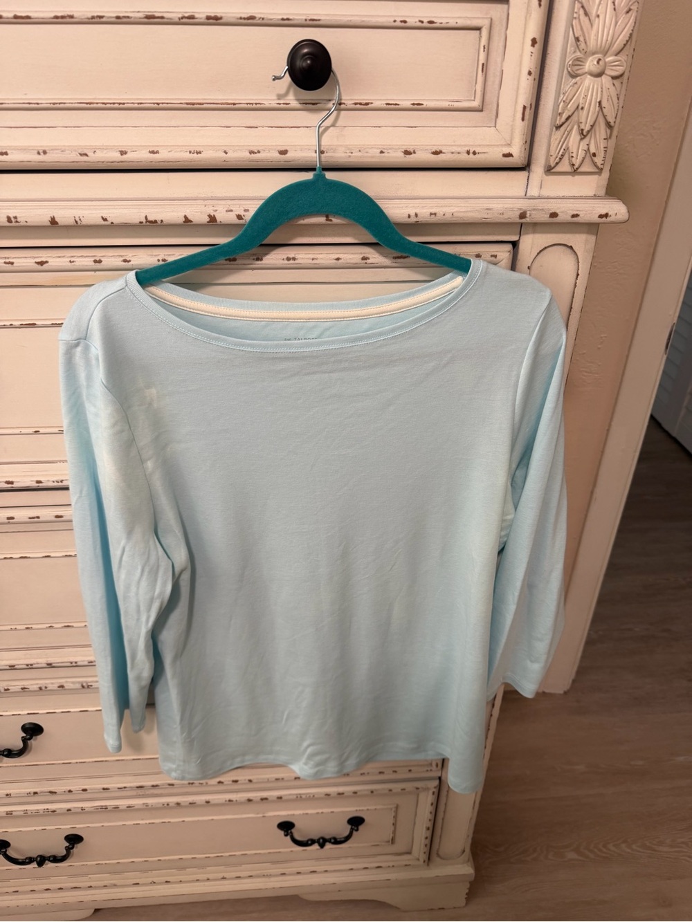 Talbots Pale Blue Boatneck Long Sleeve Top